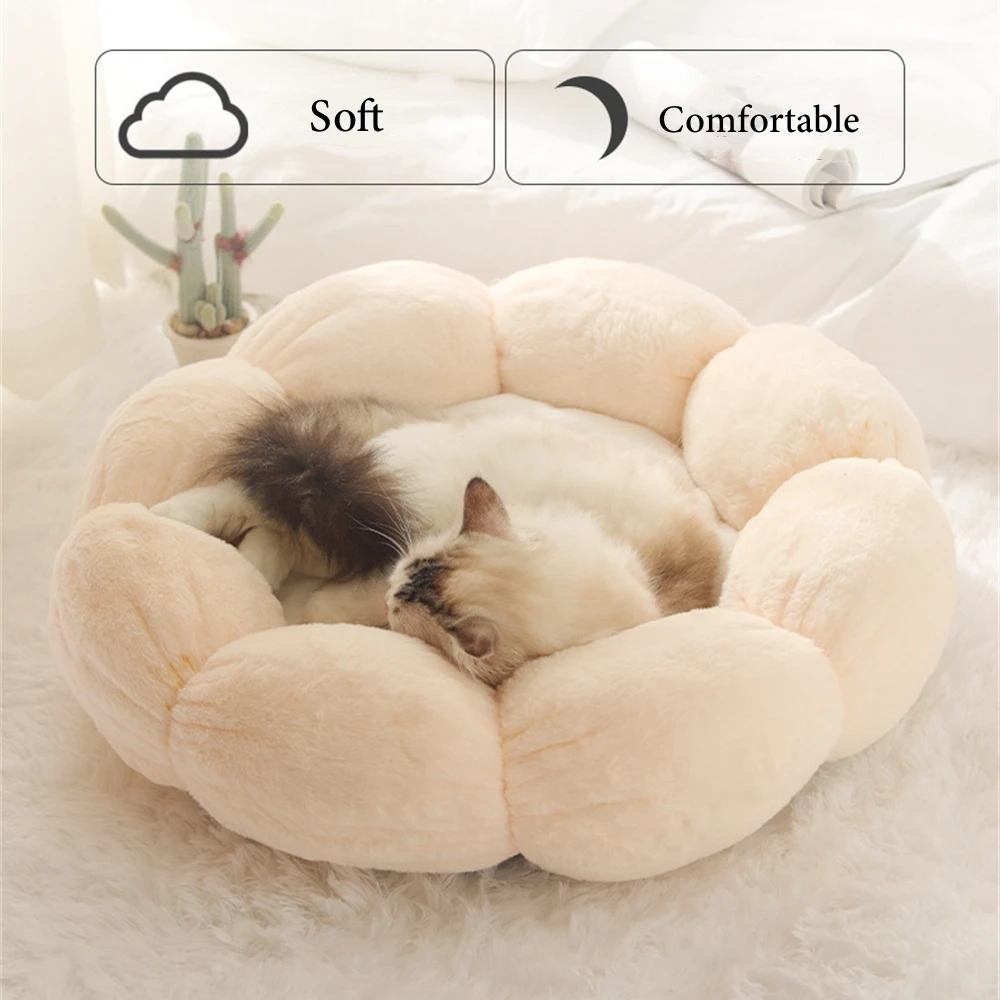 Round Long Plush Pet Beds Pets Sleeping Cave Cat Sleep Nest Sofa Pets Bed Warmth Lounger Cushion Cat House Indoor Cat Products 1
