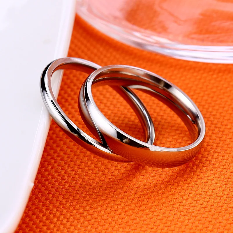 2/4/6/8MM Fashion 316 Titanium Stainless Steel Ring Wholesale Laser Silver Color Jewelry for Men Woman Wedding Punk Men's Ring 2