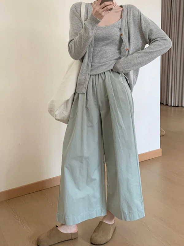 임산부 하이웨이스트 스트레이트 레그 팬츠 여름 신상 한국 스타일 루즈핏 슬리밍 드레이핑 캐주얼 9부 여성 청바지