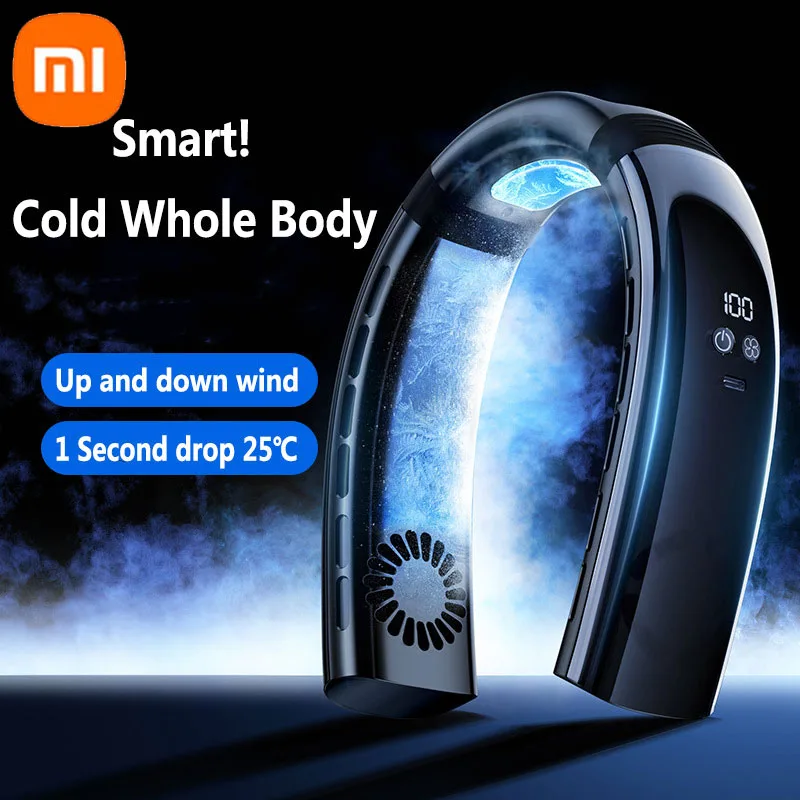 

Xiaomi Neck Hanging Fan Portable Rechargable 10000mAh Air Conditioner LED Display 5 Gear 360° Surround Electric Fan Camping