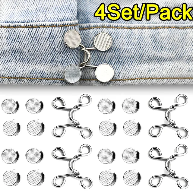 4 Sets Pant Waist Tightener Fashion Pants Clips Waist Tightener Sewing  Buttons Pins for Jeans Dress Too Big Loose DIY Adjustable