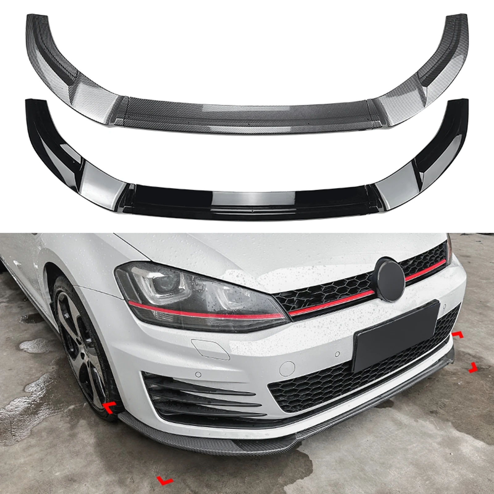 

For Volkswagen VW Golf 7 MK7 GTI R Rline 2013-2016 Front Bumper Spoiler Lip Carbon Fiber Look/Gloss Black Car Lower Splitter Kit