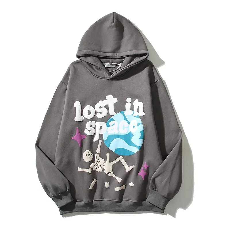 American y2k high street niche foam planet letter tide brand vintage loose casual graffiti print casual couple dark hoodies