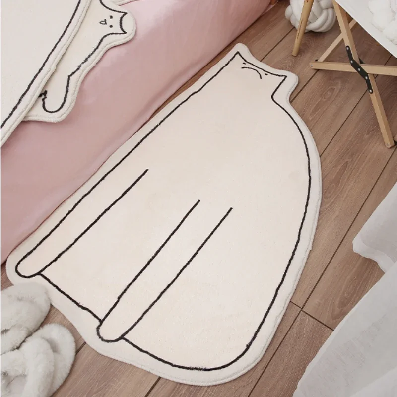 Bedside Carpet Cute Kitten Cartoon Printed Special-shaped IG Plush Rug Fashion Home Decoration Children's Bedroom Fluffy Mat