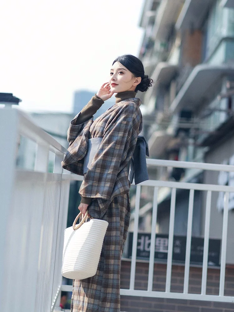 Vintage Style Women's Plaid Spring Long Dress, Japanese Traditional Kimono,  Cosplay Costume, Photography Dress - AliExpress 200000532