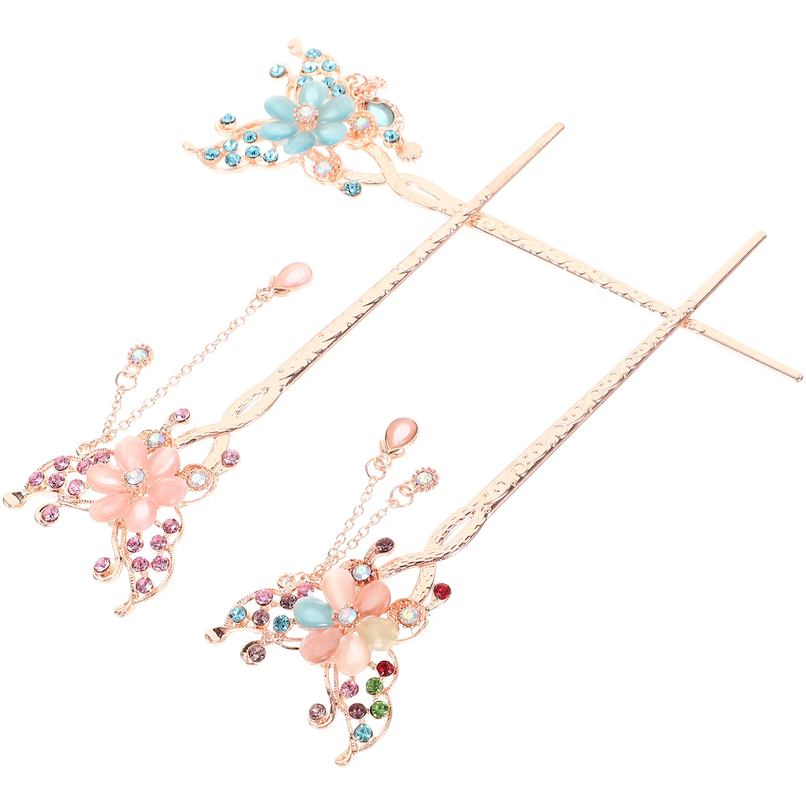 

3 Pcs Hairpin Chinese Clip Accessories Frienshipship Gifts Women Alloy Bun Clips