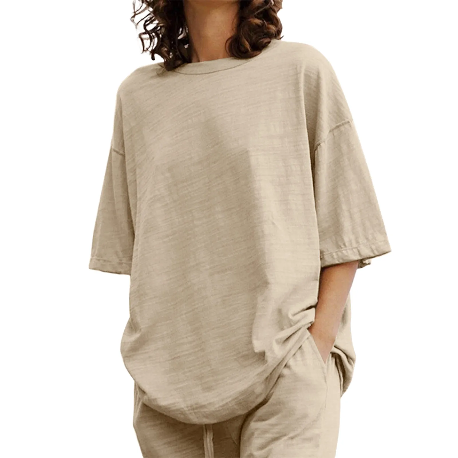 Summer Cotton Linen Shirt Set Loose Vintage Solid Casual Pocket Half Sleeve O Neck Elegant Top And Wide Leg Trouser Set Outfits