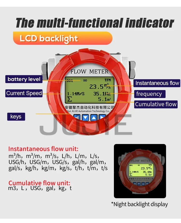 DN40/50 3'' SS304 Oil Flow Meter Fuel Diesel Liquid Turbine Flowmeter with LCD D
