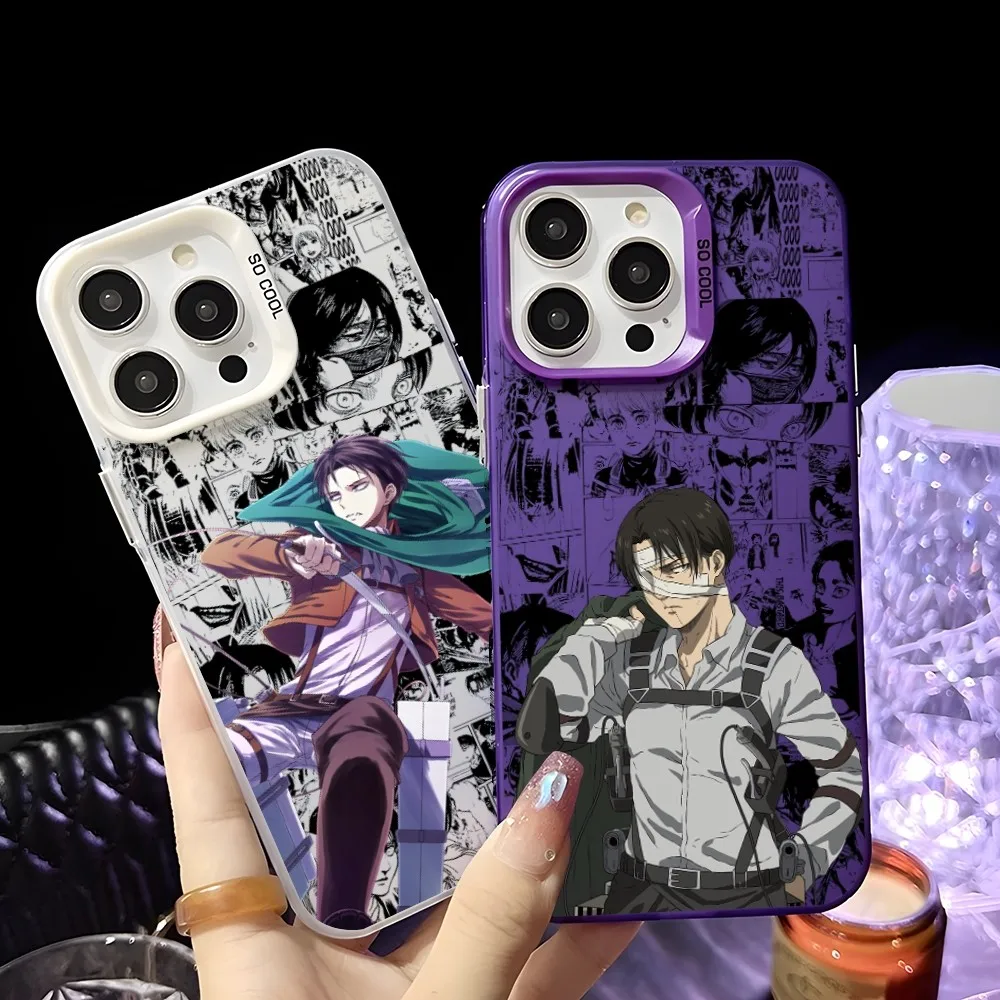 Anime Levi Ackerman Black Matte Multicolor Laser Metallic Aurora Phone Case