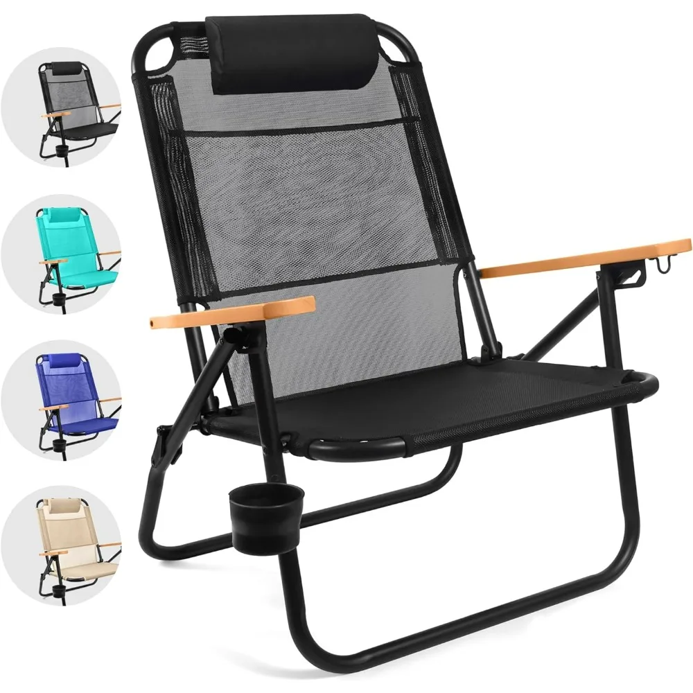 

Premium Backpack Beach Chair for Adults - Beach Chair with Backpack Straps - Foldable and Reclining Beach Chair