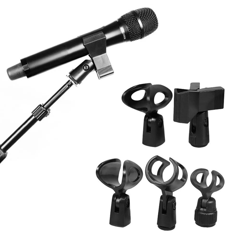 BILIONE Verbeterde microfooncliphouder, verstelbare microfoonhouder voor microfoons met buitendiameter tussen 32 mm en 60 mm, met 5/8 tot 3/8 schroefadapter (1