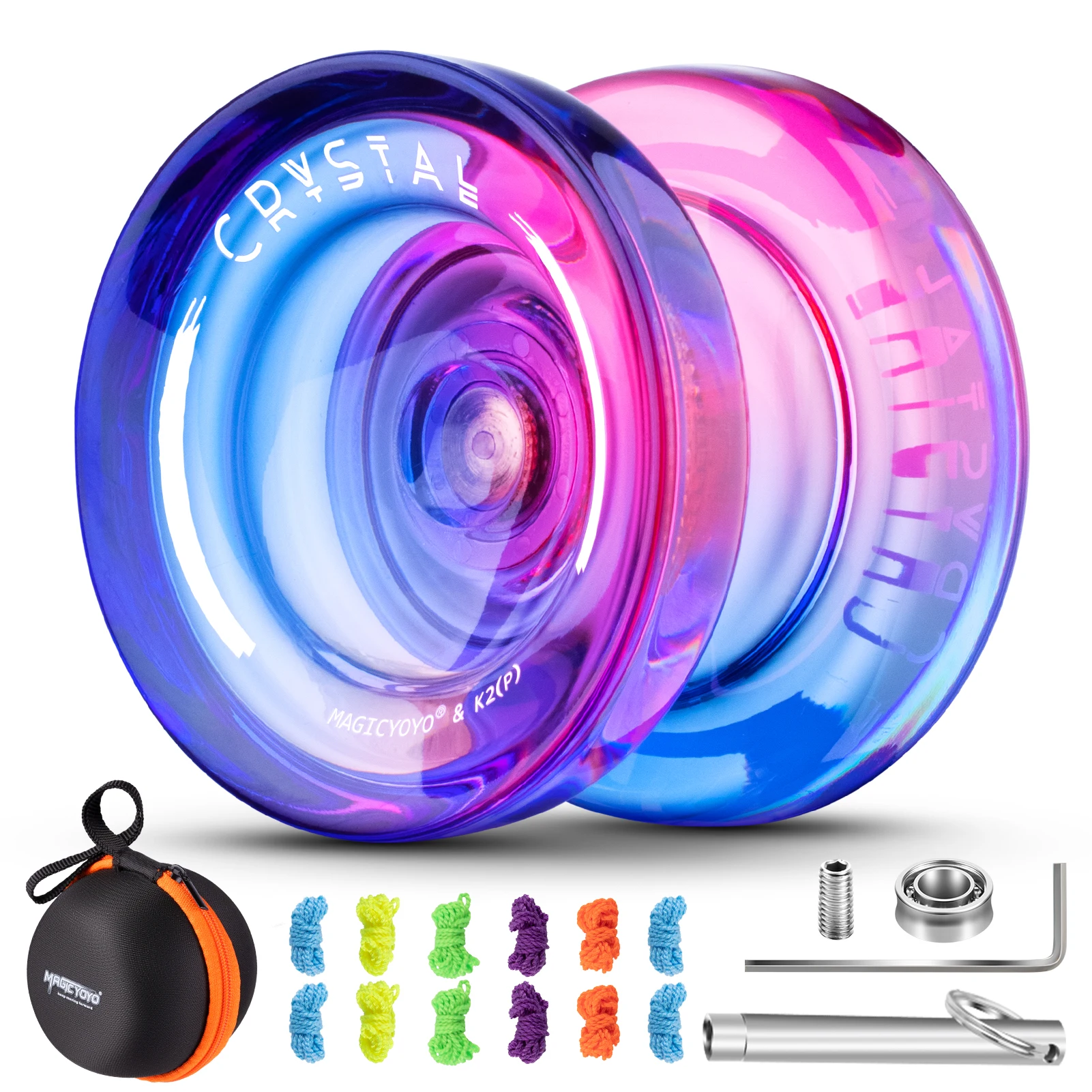 MAGICYOYO Yoyo Réactif pour Enfants, Yoyo Professionnel à Double Usage pour  Les Avancés, Yoyo en Cristal Dégradé K2 avec Roulement de Yoyo sans  Réponse+12 Cordes de Yoyo+Sac Yo Yo+Removing Tool+Axe : 