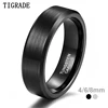 TIGRADE 4/6/8/mm Black Tungsten Carbide Ring Men Brushed Silver Color Wedding Band Women Engagement Rings For Male Jewelry 1