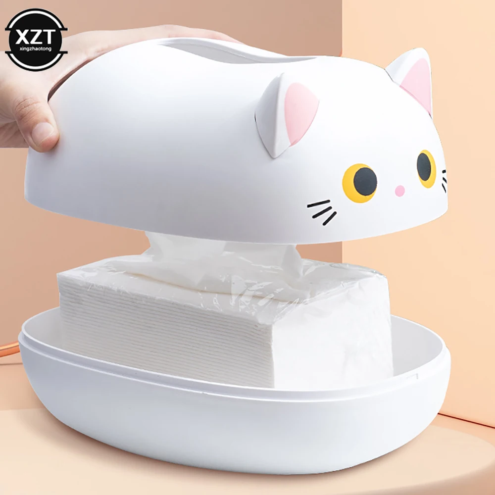 Tissue Box Kawaii Cat Tissue Box Kitchen Napkin Storage Box Wc Paper Container Desktop Toilet Paper Holder Nordic Style Home Decoration