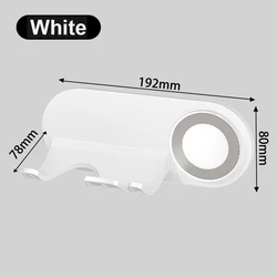 Magnetic Hair Dryer Nozzle Holder - Drill - Free Plastic Mount, Gray/White (White)