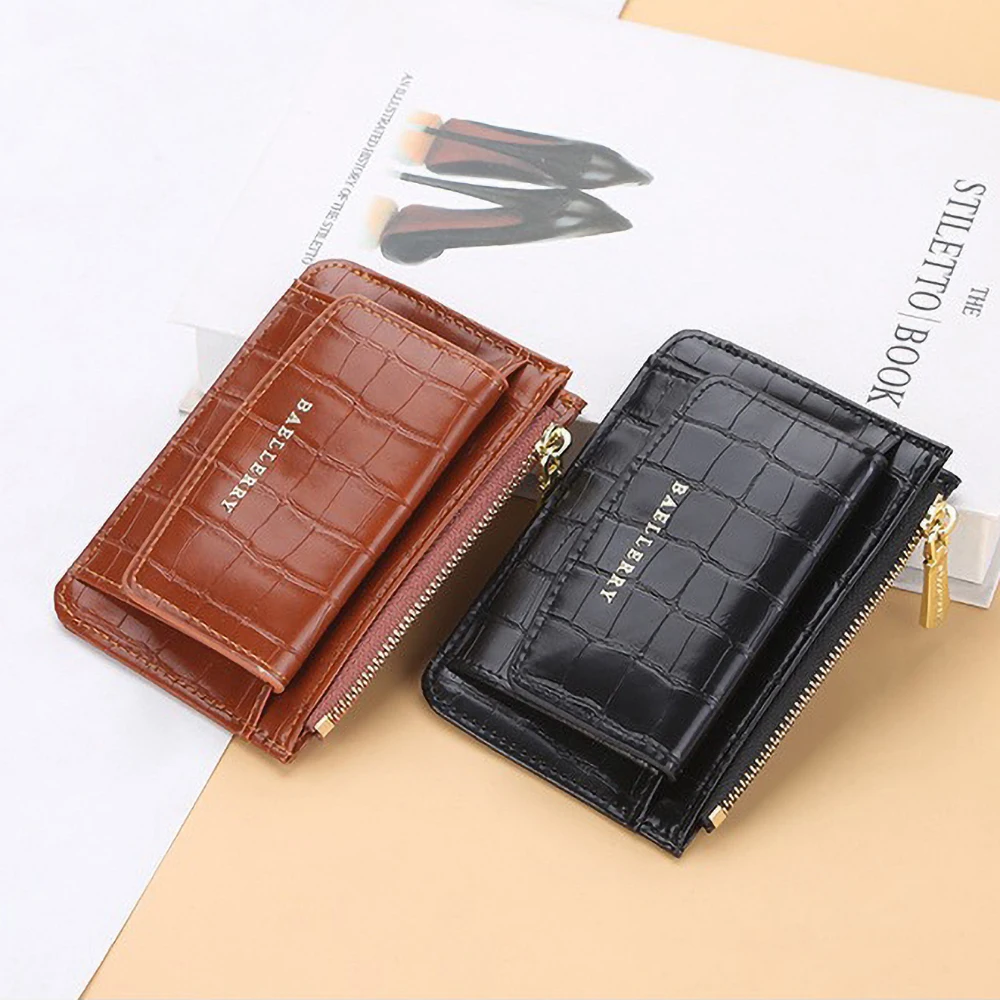 Baellerry Vertical Zipper Wallet for Women Pu Leather Slim Purse with Coin Pocket Fashion 2025
