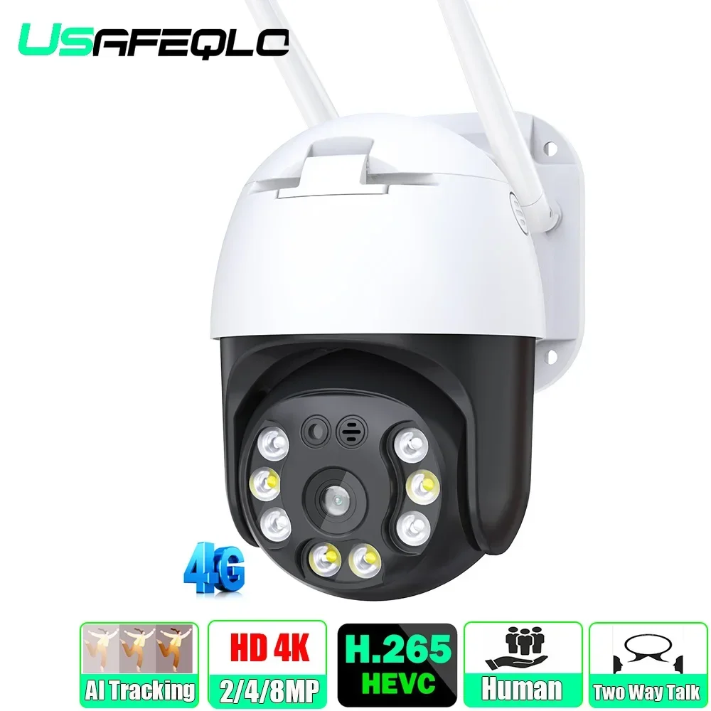 Schermi Per Telecamere Wifi Ptz 4G Hd 8Mp 4Mp Full Color Night Vision Security Rilevamento Umano Telecamere Di Sorveglianza Con Rilevamento Audio