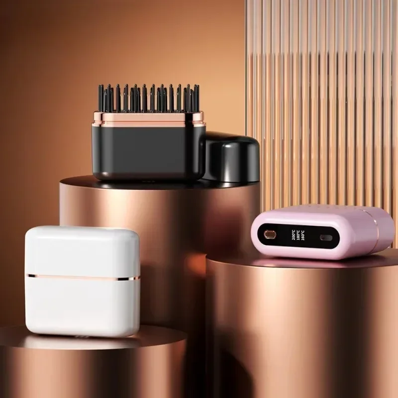 2000mah Mini Hair Straightening Comb Wireless Hair Comb 3 Temperature Adjustment Straightening Brush Straightener hair straightener hair straightener brush hair straightener comb