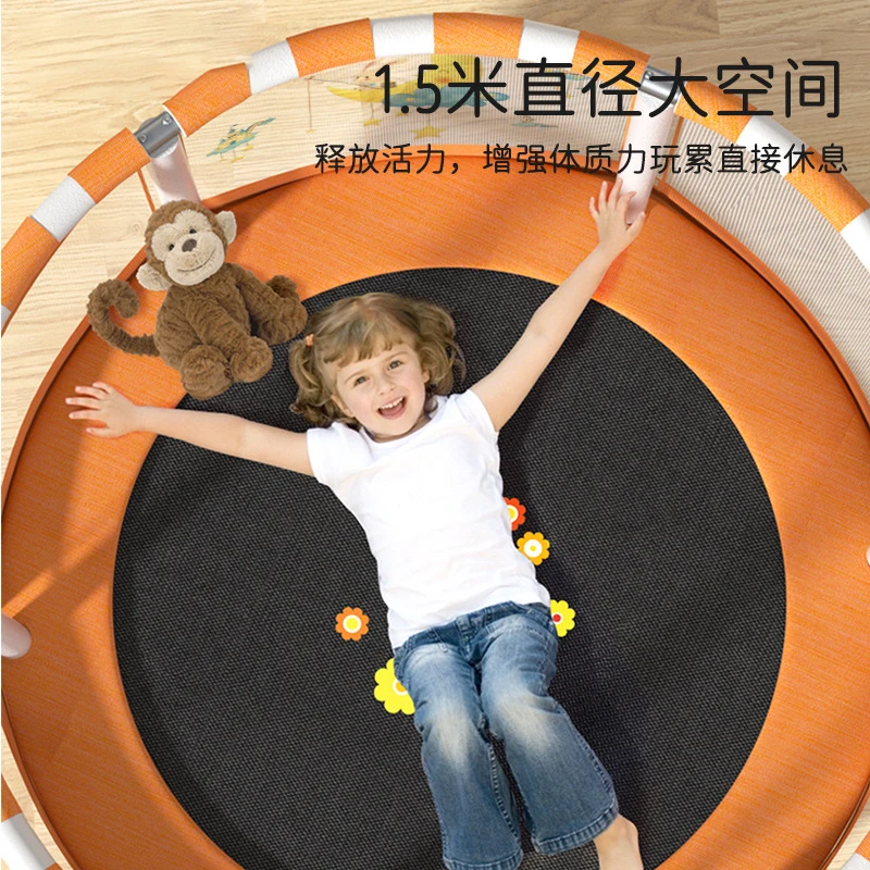 Juego de trampolín con red protectora de PE para niños, cama elástica para  interiores, herramientas de entrenamiento de gimnasia y Fitness, diámetro de  1,5 m - AliExpress