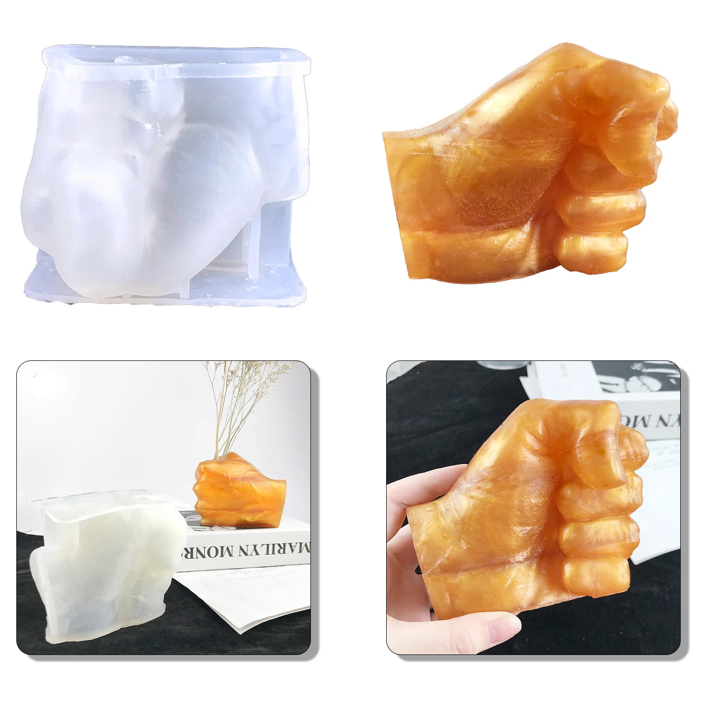 

Fist Shape Silicone Mold for Concrete Flower Pots Creative Jewelry Pen Holder Container Mold for Resin Casting Plaster Clay