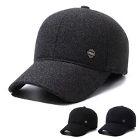 Autumn Winter Men Warm Baseball Cap Fleecing Thickening With Ear Muffs Hat Outdoor Winterproof Cotton Hat Gorras Casquette Bone 2