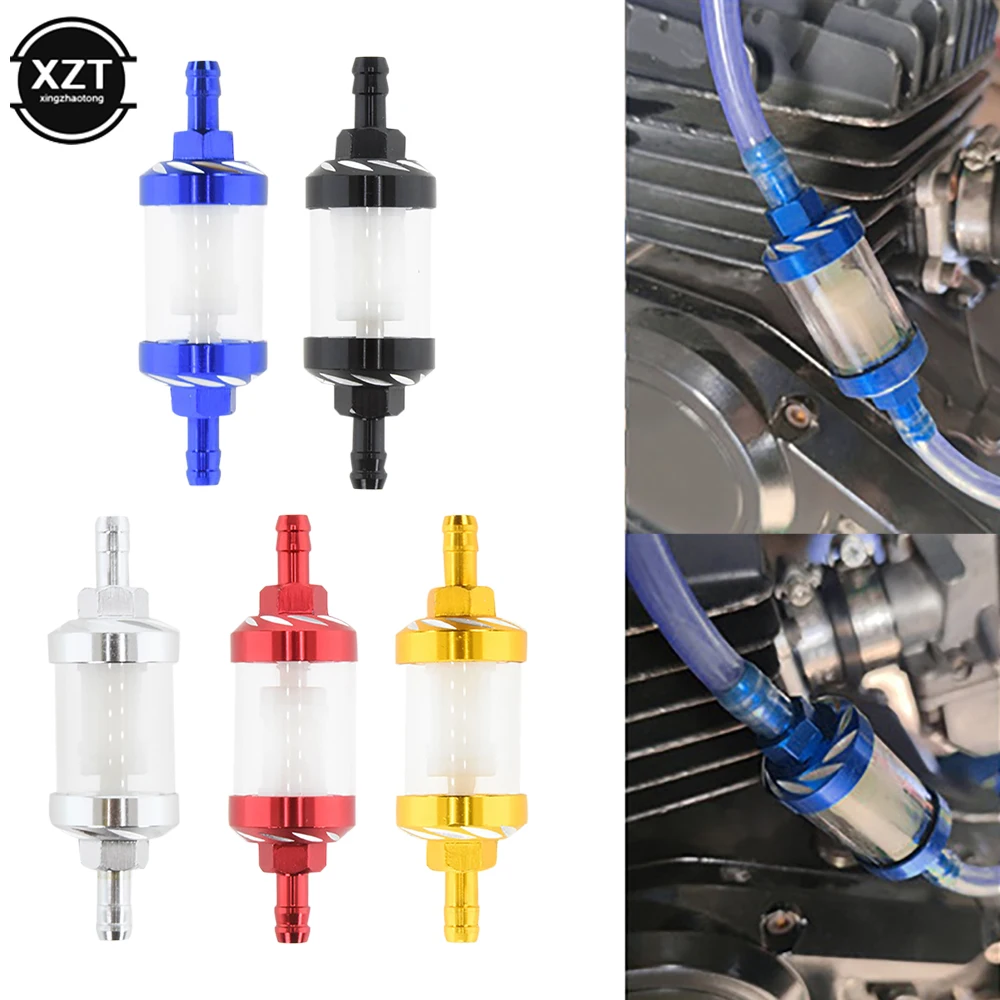 

8mm CNC Aluminum Alloy Glass Motorcycle Gas Fuel Gasoline Oil Filter Moto Accessories for ATV Dirt Pit Bike Motocross