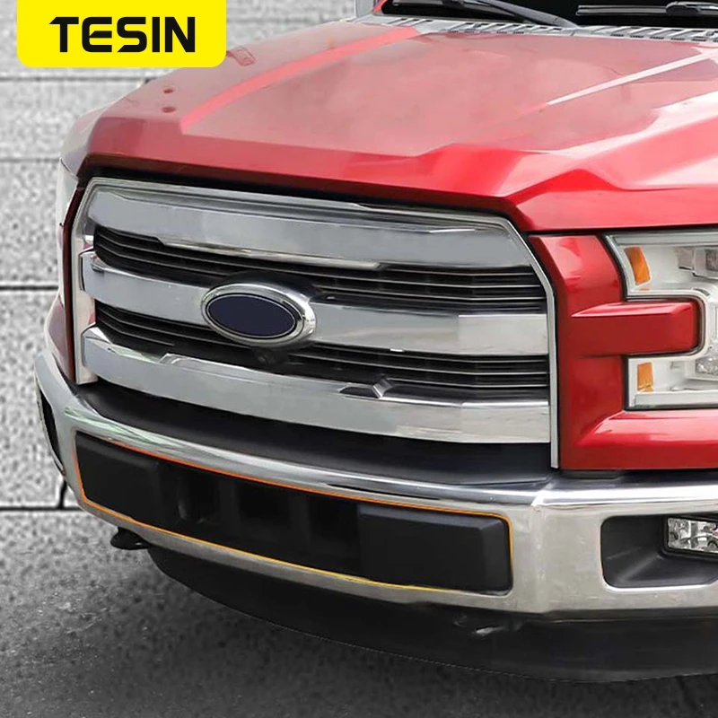Ford F150 Grille Cover Chrome Front Bumper Headlight & Grille Cover Trim For 2015-2017 Ford F150 – ABS Material, Easy Install License Plate Shutter - Foto 4