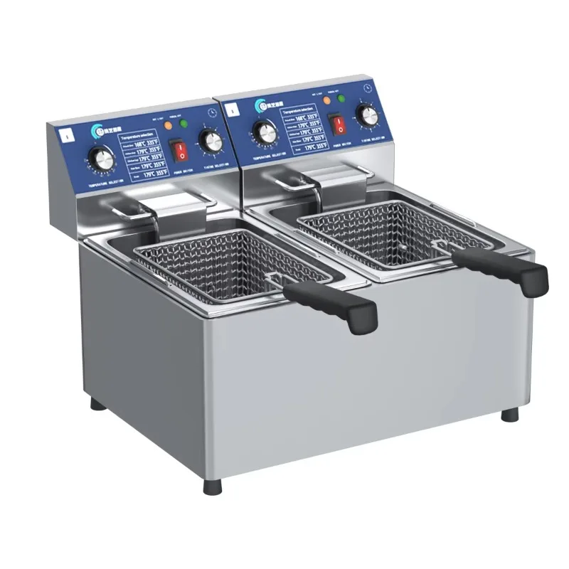 Bestselling Electric 6L + 6L Commercial Desktop Double Pot Fryer Restaurant Kitchen Portable French Fry Fryer