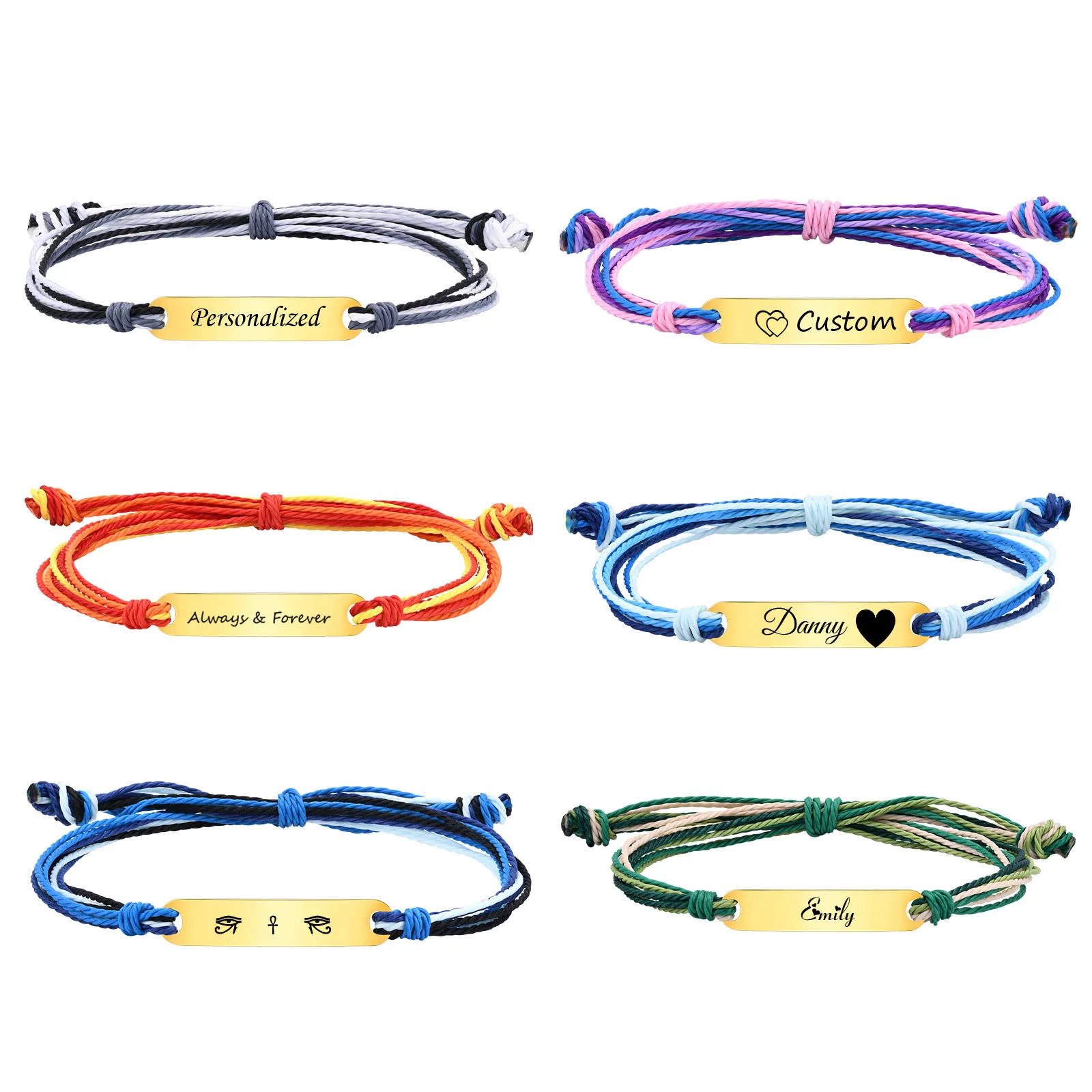 EngravePersonalizedIDRopeChainBraceletforWomenGirlsHandmade