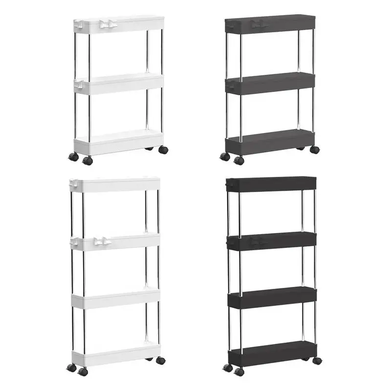 

3/4 Layer Rolling Utility Cart Bathroom Storage Rack With Wheels Movable Gap Storage Rack Kitchen Bathroom And Living Room