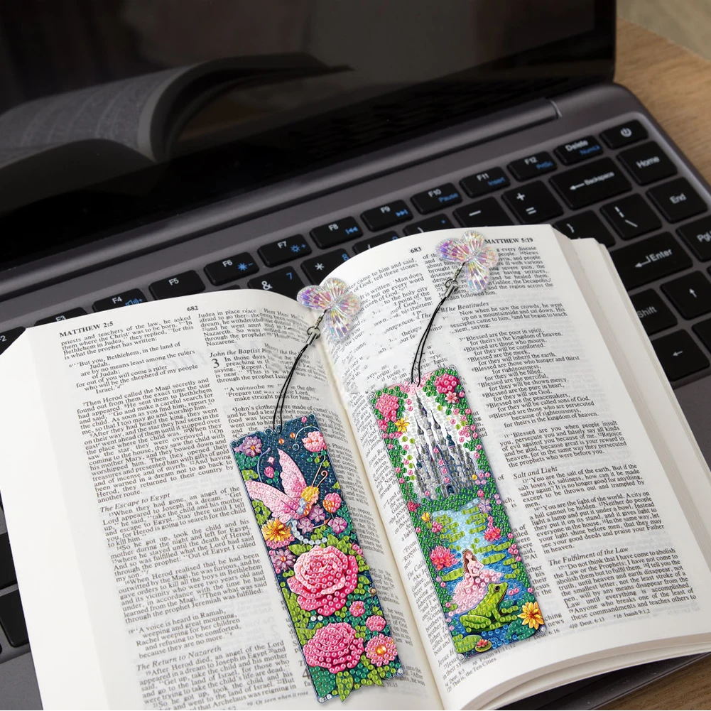 Special Shape Flower Diamond Bookmark 5D DIY Diamond Painting Kit 3Pcs