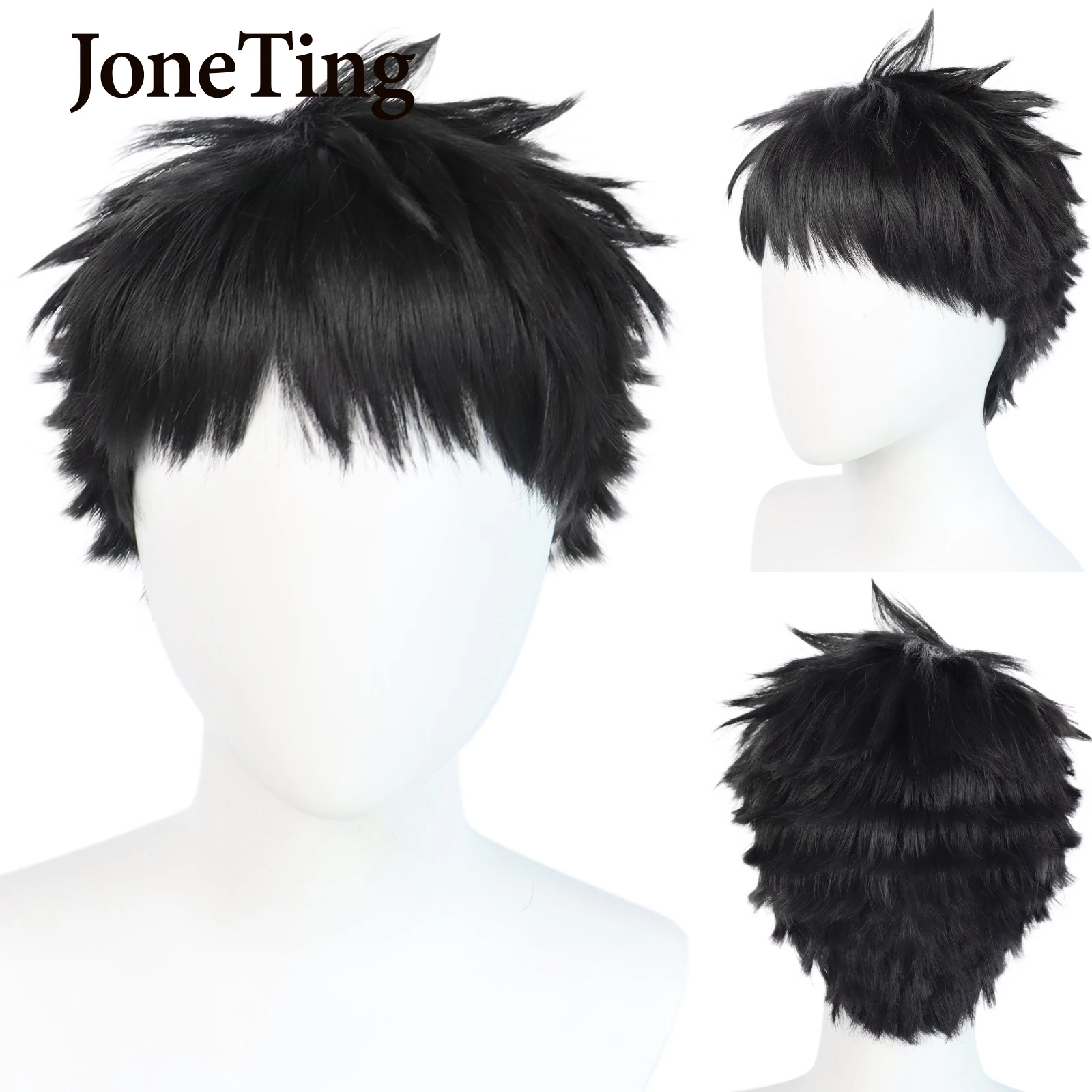 JT Synthetic Gojo Wakana Cosplay Wig Anime My Dress-Up Darling Costume Black Short Straight Heat Resistant Fiber Wig For Women