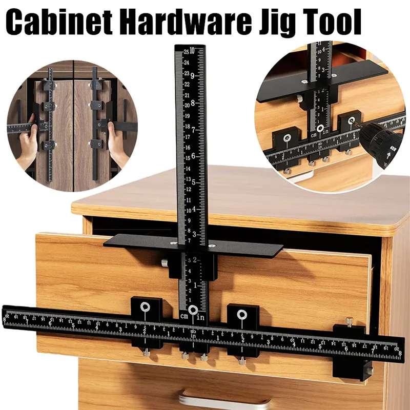 

Cabinet Hardware Jig Tool Drill Punch Locator Adjustable Drill Template Guide for Door & Drawer Handle Knob Installation Tools