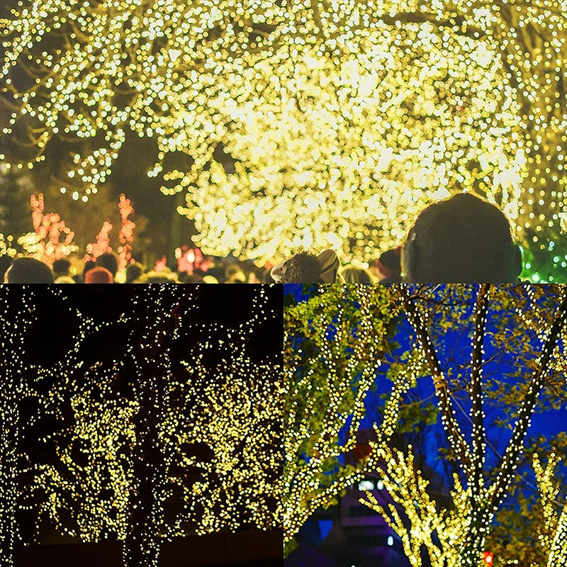 크리스마스 미니 LED 요정 조명, 8 가지 모드 야외 정원 장식 램프, 녹색 와이어 스트링 조명, 할로윈 웨딩 장식, 50m