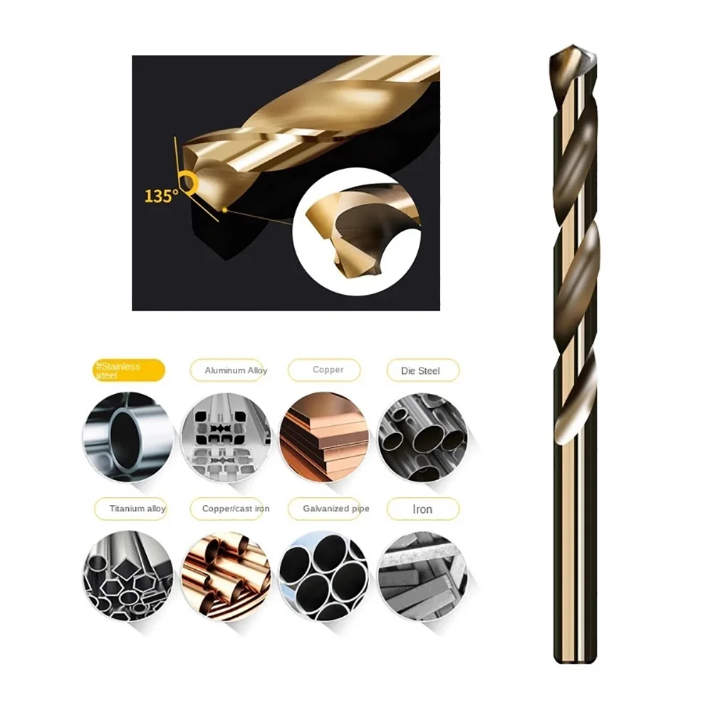 Hymnorq 1/4 Inch Fractional Size M35 Cobalt Steel Twist Drill Bit Set Of 10pcs, Jobber Length And Straight Shank, Extremely Heat Resistant, Suitable For Drilling In Stainless Steel And Iron