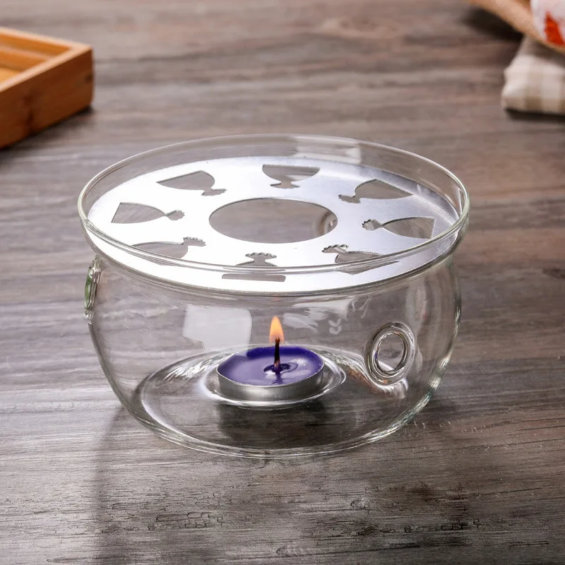 Round Teapot Warmer Ramadan Teapot Heater Base Candle Holder Clear Glass Heat-Resisting Stove teapot warmers