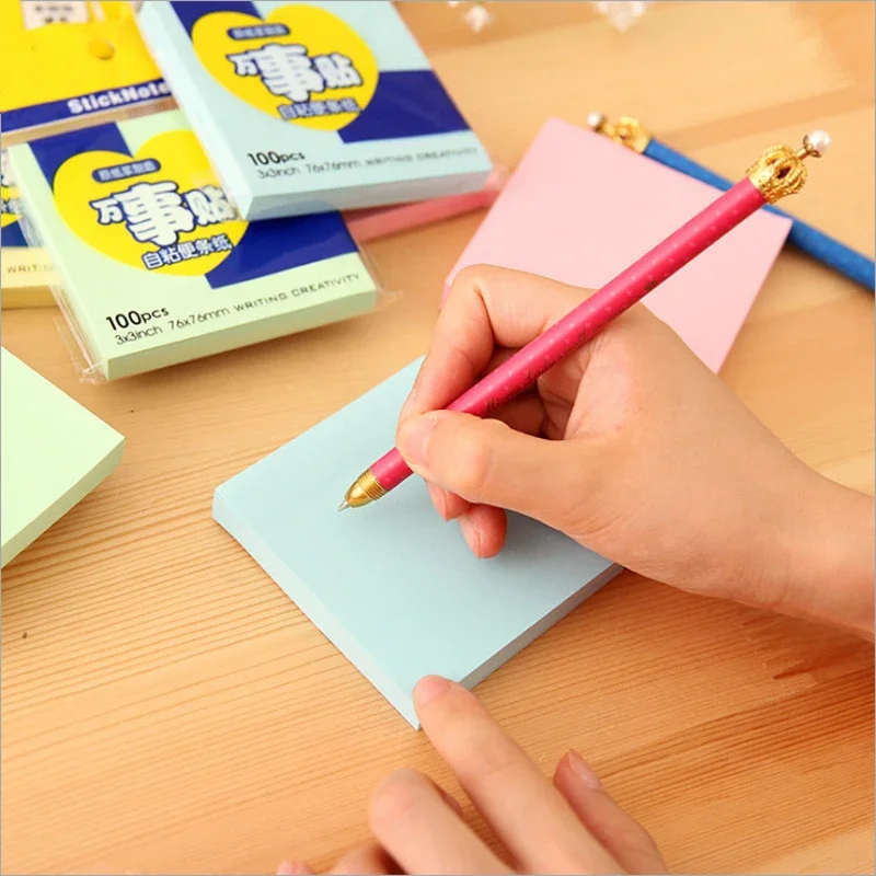 100 Sheets Color Post-it Notes Sticky Notes Pads Posits Stickers Posted It Memo Notepad School Office Student Message Stickers 3