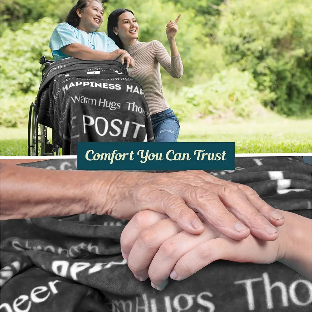 Healing Blanket Get Well Soon Gift Blanket Women Men Warm Hugs  Inspirational Gift Fleece Throw Positive Energy Love for Recovery