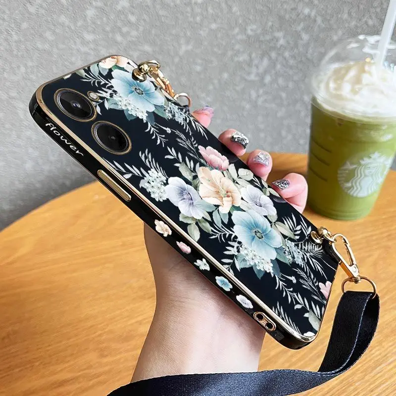 

Цветной жасминовый Цветочный шнурок для OPPO Realme 10 9 9i 8 8i 7 7i 6 Pro Plus C35 C30 C31 C25 C25S C21Y чехол