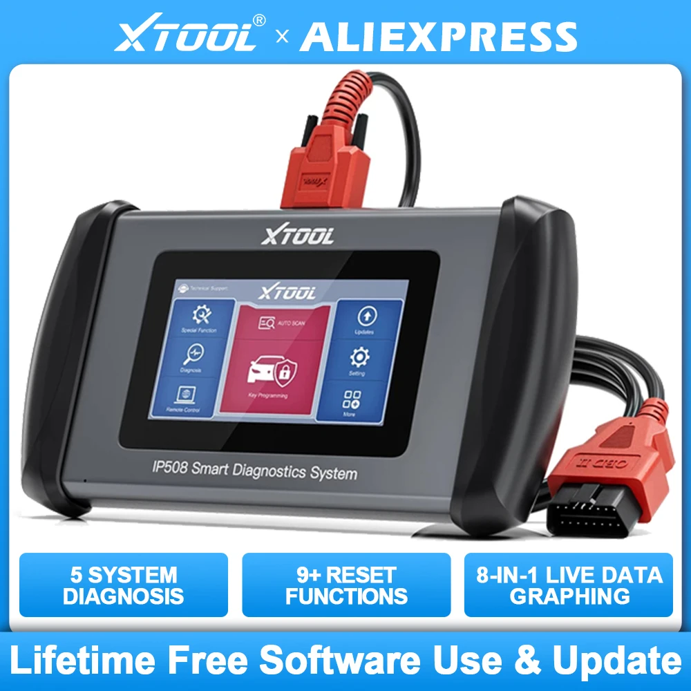 XTOOL IP508 OBD2 Car Scanner OBD OBDII ABS EPB SAS Engine Automotive Diagnostic Tools 9 Reset Multilingual Lifetime Free Update