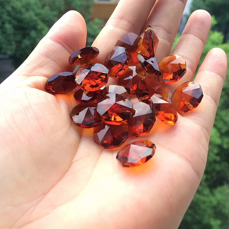 Crystal Beads 20pcs Multicolor 14mm Crystal Octagonal Beads One Hole K9 Crystal Chandelier Parts Accessories DIY Wedding & X-tr
