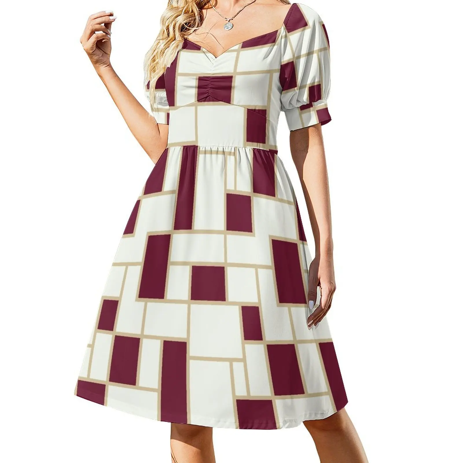 thumbnail image 1 of Tallahassee - Vestido RetroRectangle de manga corta ropa de mujer vestidos elegantes y bonitos para mujer Vestido, 1 of 7