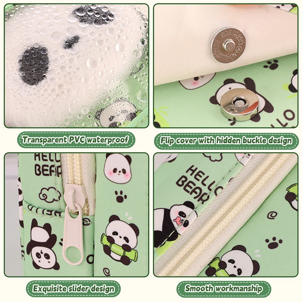 LJCZKA Bonito Estuche Escolar Panda Para Niñas Niños, Estuche Para