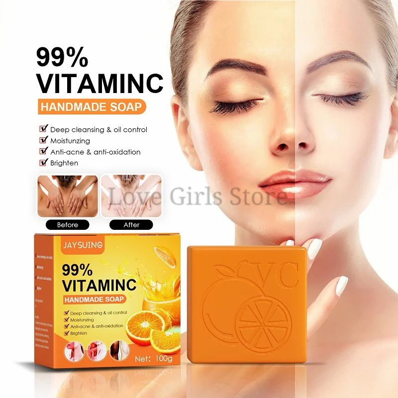 VC Handmade Soap Orange Oil Soap For Face And Body Natural Skin Care Product Deep Cleaning