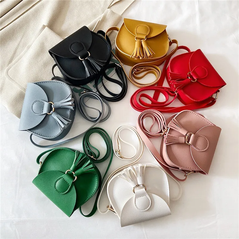 

Fashion New Children Girls Tassel Small Shoulder Bag Kids Sweet Waist Bag Play Travel Portable Bag Crossbody Handbags PU Leather