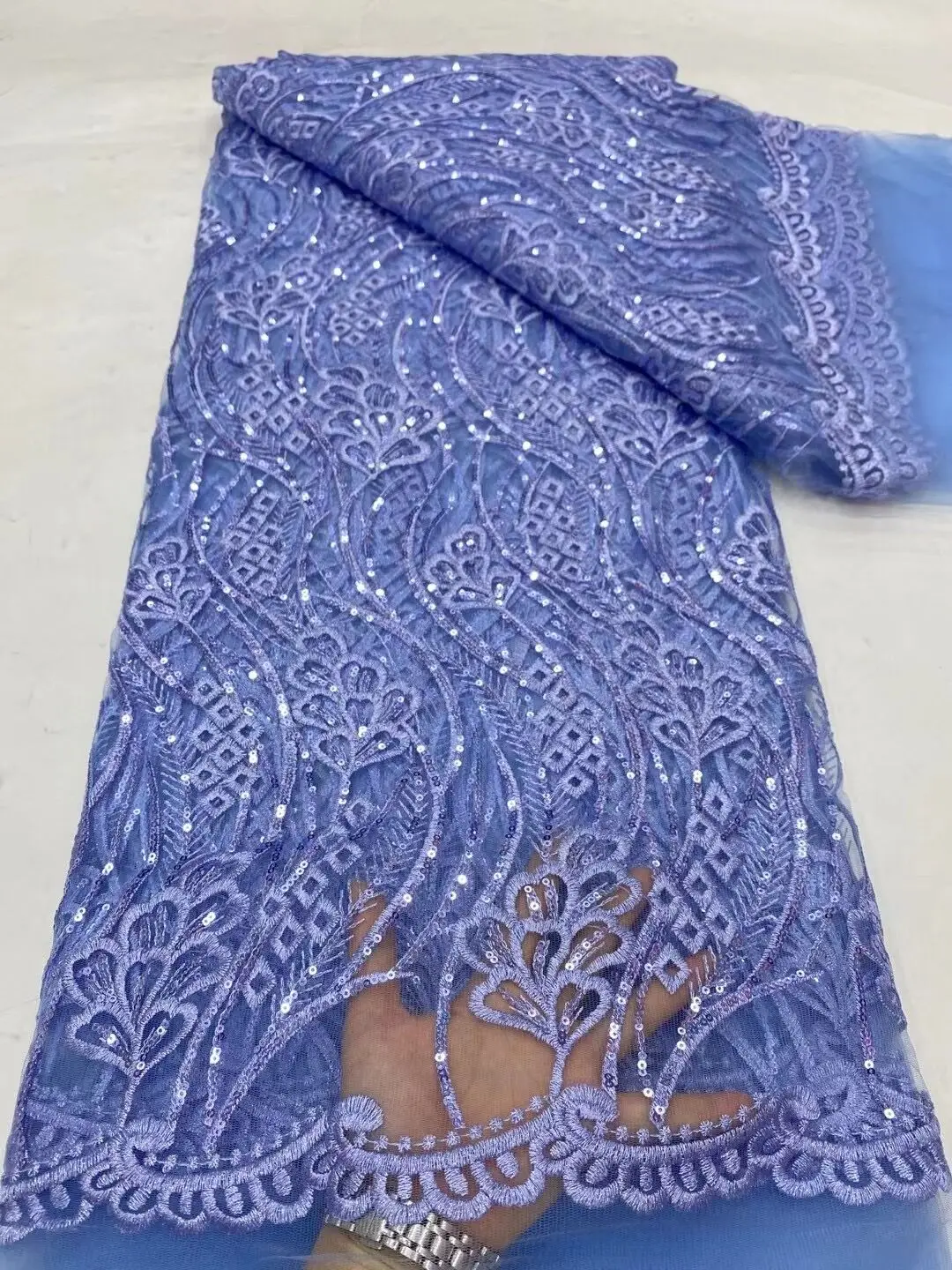 

2023 высокое качество, Африканский нигерийский тюль, кружевная ткань с вышивкой, шитье, разноцветные блестки, 5 ярдов