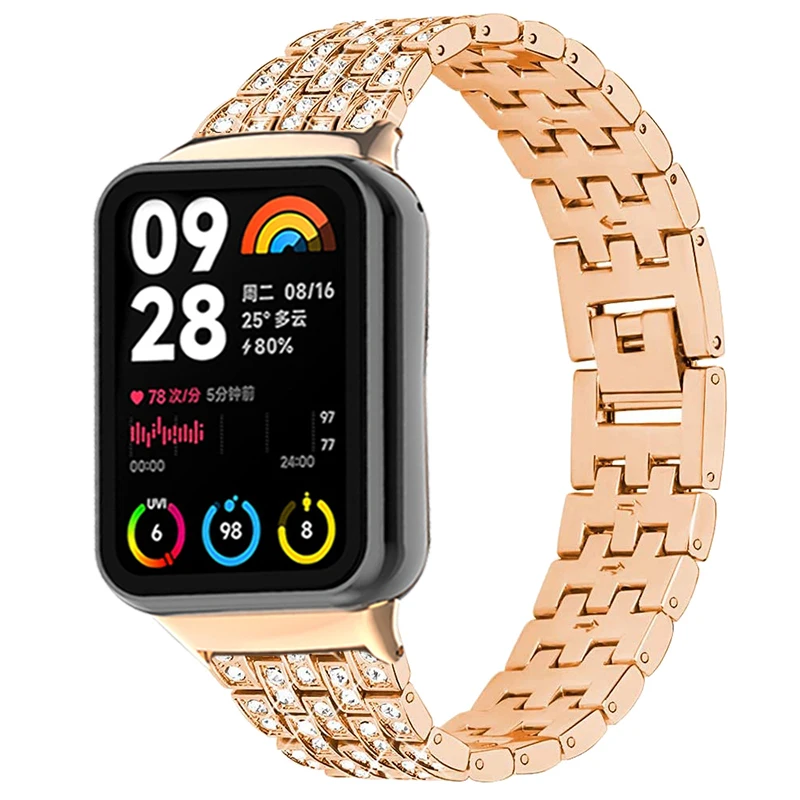 

Diamond Strap for Mi Band 8 Pro Smart Watch Accessories for mi band 8 pro Metal Wristband xiaomi mi band 8 pro Bracelet Correas