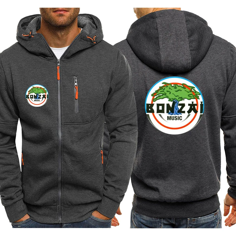 Hoodies Men Jacket Bonzai Records Music Print Casual HipHop Harajuku Hooded Sweatshirts Mens Zipper Jacket Man Hoody Clothing 5