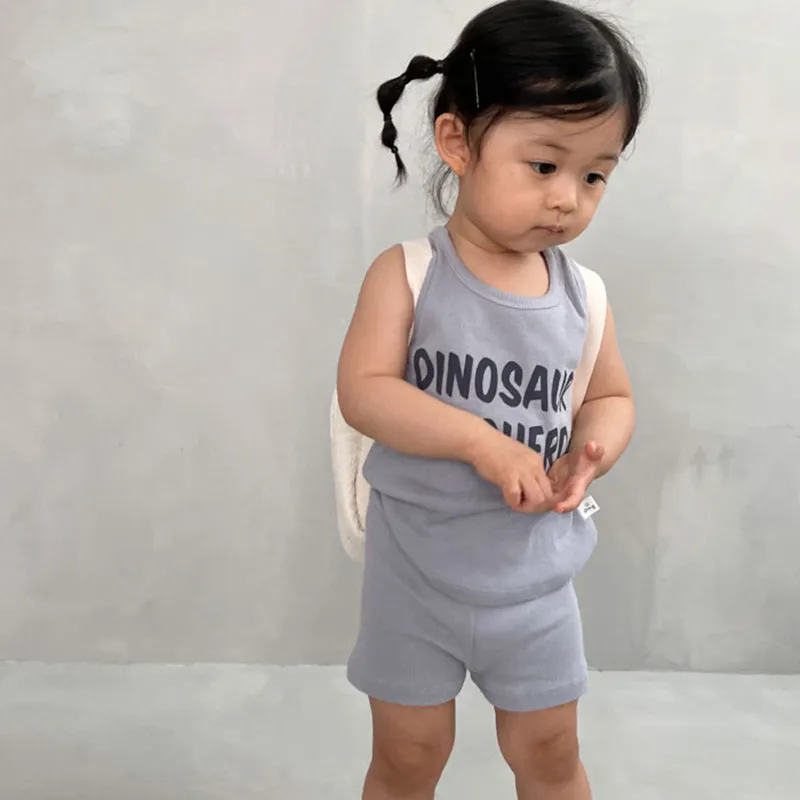 Newborn Baby Girl Summer Casual Cool Letter Sleeveless T-shirt And Thin Breathable Cotton Shorts Toddler Boy Sports Set baby outfit matching set