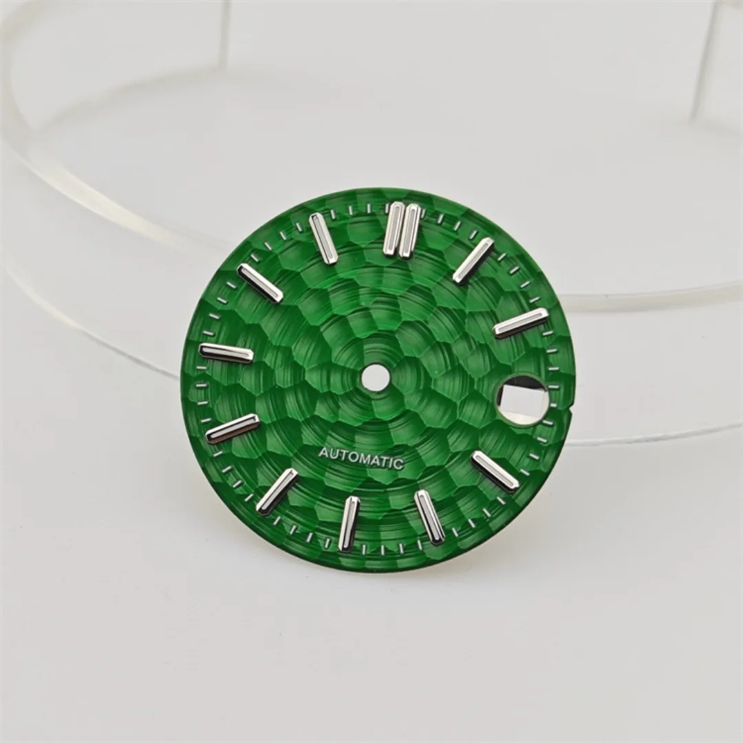 28.5mm NH35 Watch Dial Honeycomb Textured Surface Green Luminous Watch Face Accessories for NH35 Movement watch face accessories watch dial accessories
